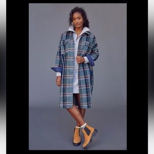 EUC Anthropologie IF BY SEA Plaid Coat / Shirt Jacket - Shacket
